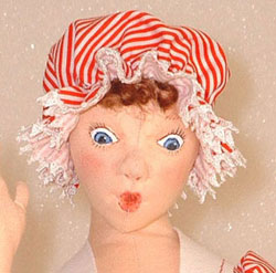 Close up of Belle, a Victorian Cloth Doll