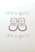 Baby Bootees Stitched Card