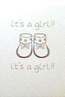 Baby Bootees Stitched Card