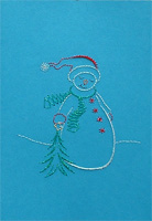 Xmas Snowman Stitched Card