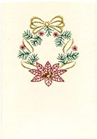 Xmas Wreath Stitched Card
